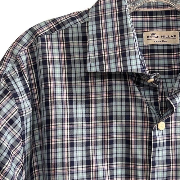 Peter Millar Men's Plaid Button-Crown Ease Down Shirt Size L Long Sleeve - Picture 3 of 15